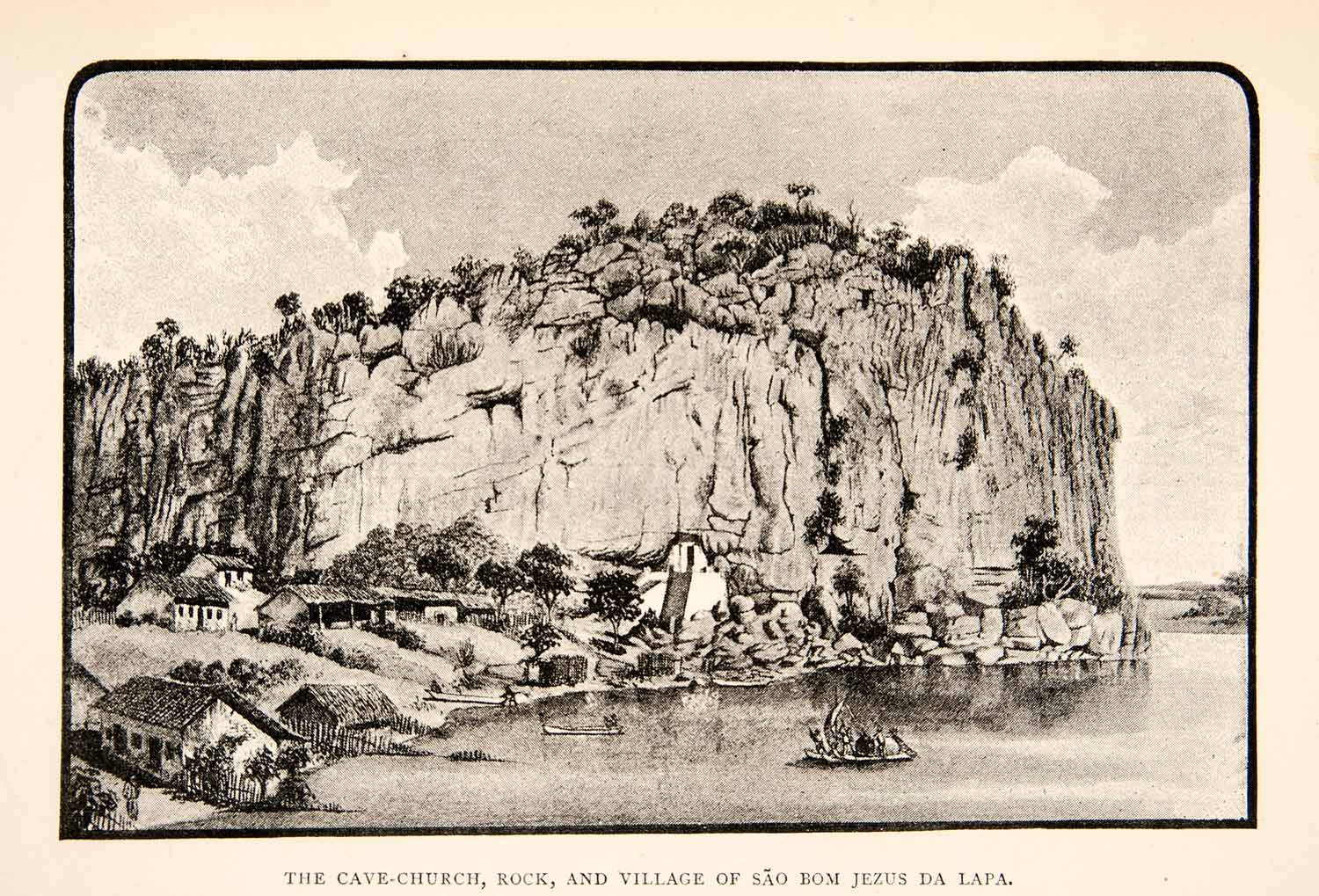 1887 Print Cave Church Rock Village Sao Bom Jesus Da Lapa Brazil Francisco XGMC7