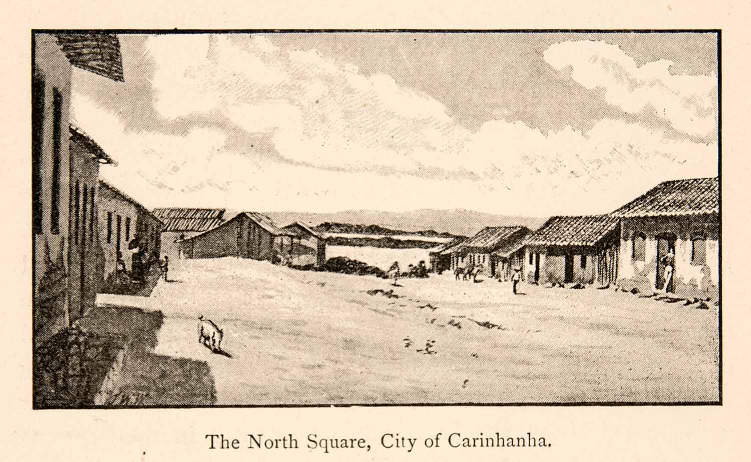1887 Print North Square City Carinhanha Brazil Animal Street Cityscape XGMC7