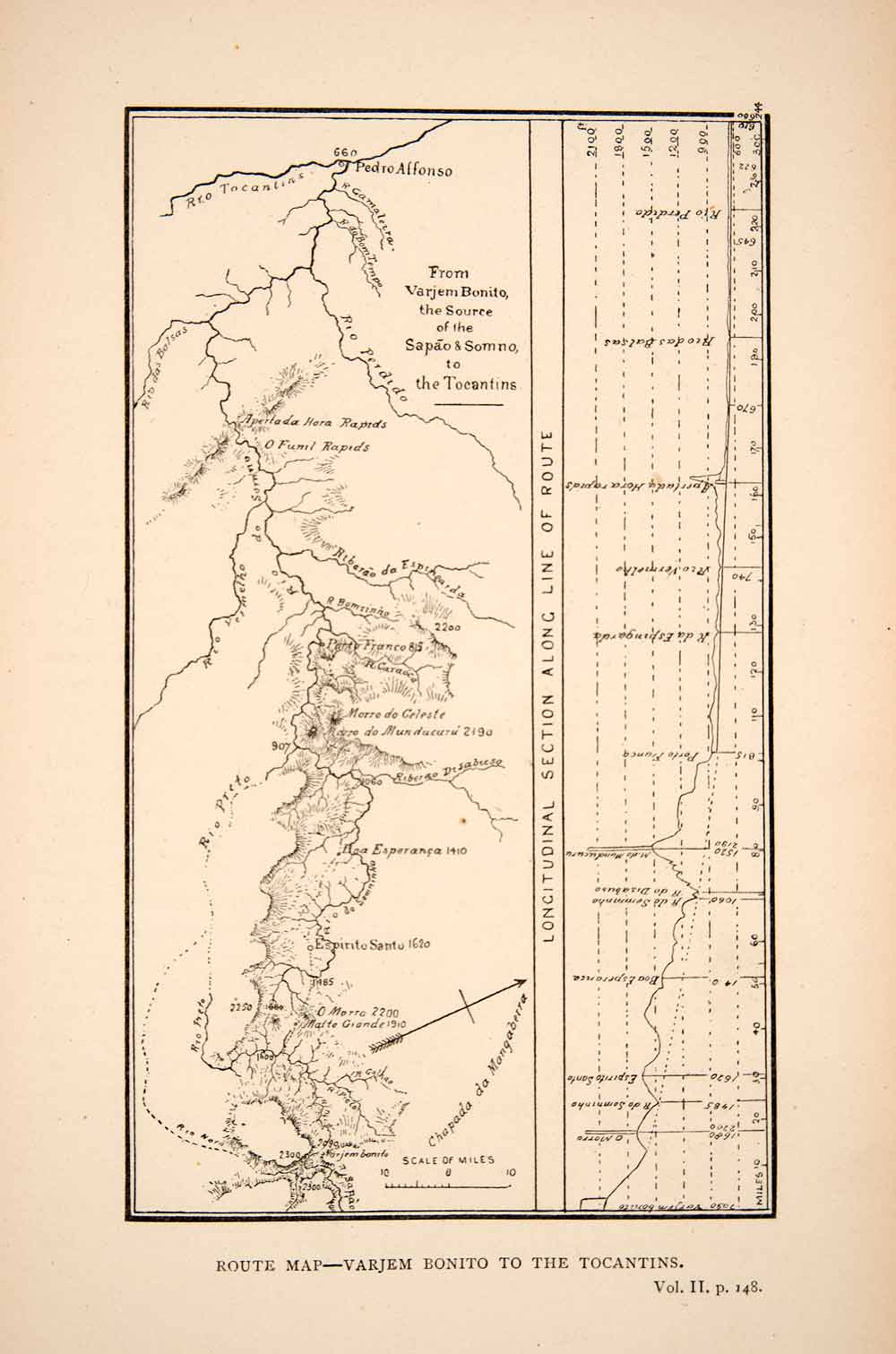 1887 Print Map Route Varjem Bonito Tocatins Espirito Santo Rio Preto Morro XGMC7