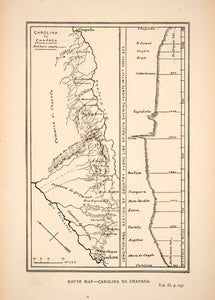 1887 Print Map Route Carolina Chapada Castello Cinta Estira Morro Chapeo XGMC7