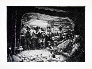 1941 Photogravure Geyer Paris France Soir Newspaper Cafe Bar Wine Bottle XGMC8