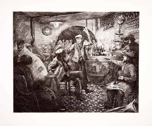 1941 Photogravure Paris France Cafe Wine Glass Bar Parisian Newpaper Geyer XGMC8