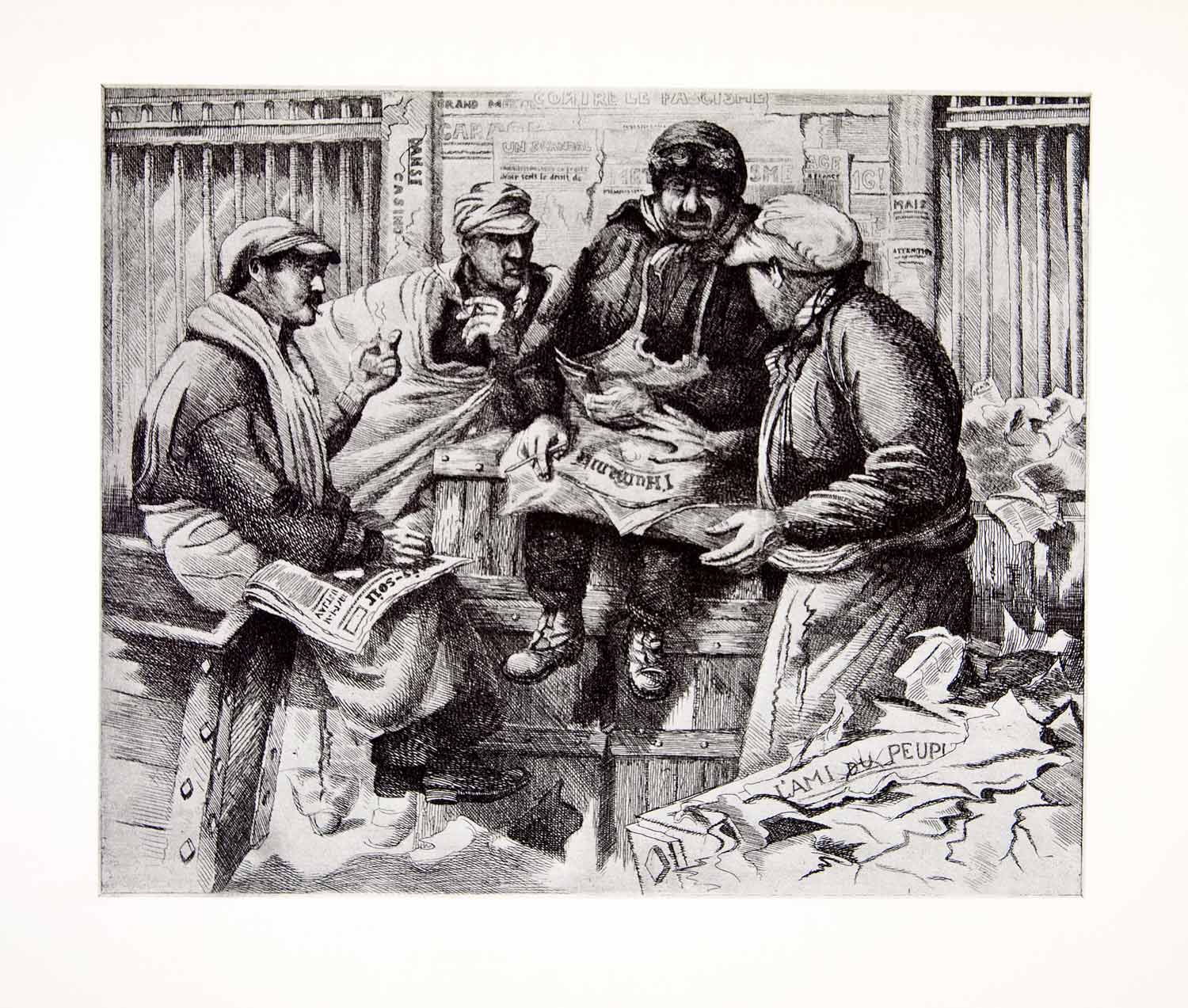 1941 Photogravure Paris France Geyer Newspaper Parisian Worker Laborer XGMC8