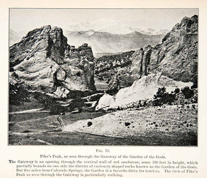 1908 Print Pike Peak Gateway Garden Gods Sandstone Colorado Mountain XGMC9