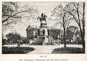 1908 Print Washington Monument State Capital Equestrian Virginia Thomas XGMC9