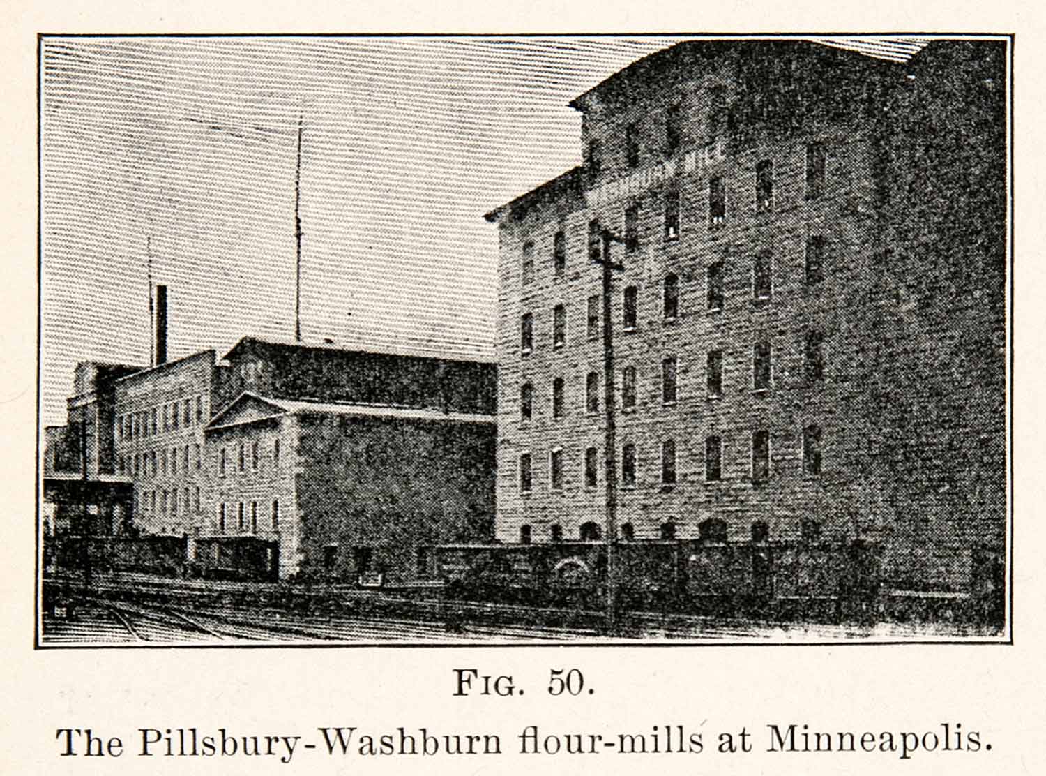 1908 Print Pillsbury Washburn Flour Mills Minneapolis Minnesota St Anthony XGMC9