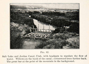 1908 Print Salt Lake Jordan Canal Utah Headgate Willows Cottonwood XGMC9