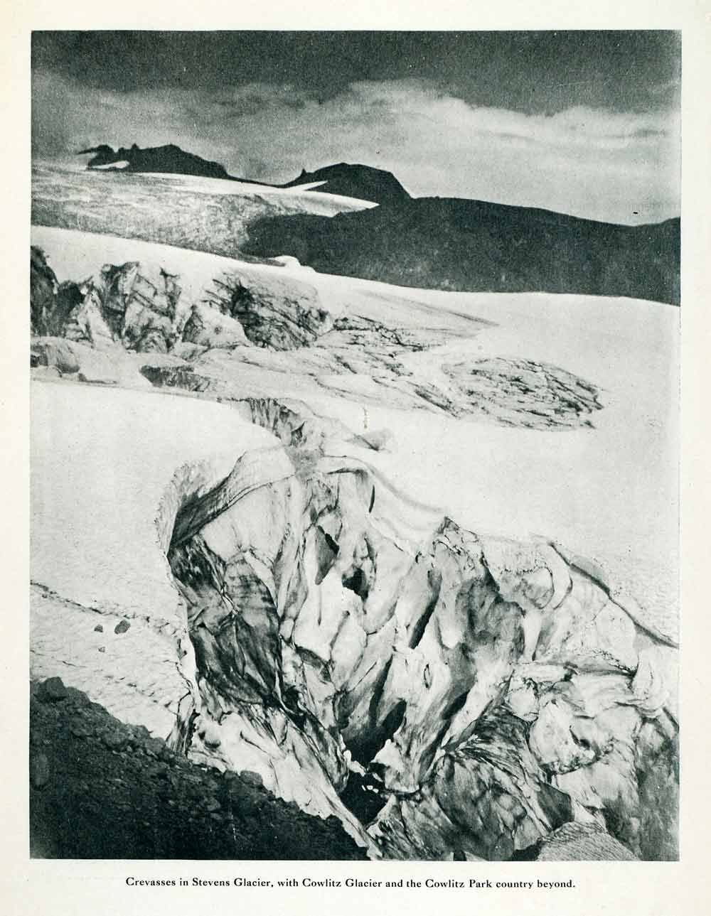 1910 Print Crevasses Stevens Glacier Cowlitz Park Country Snow Tacoma XGN1