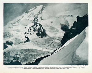 1910 Print North Peak South Mowich Glacier Puyallup Tacoma Washington XGN1