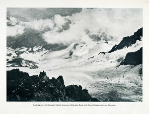 1910 Print Nisqually Glacier Gibraltar Rock Storm Clouds Mountains Rainier XGN1