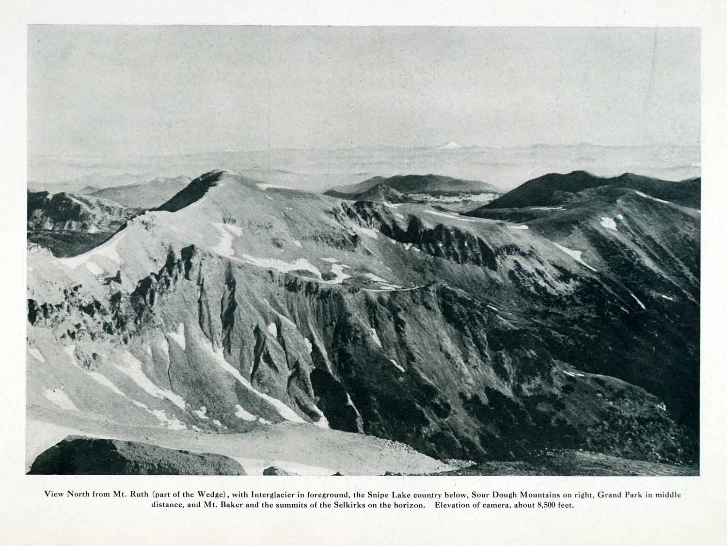 1910 Print Mt Ruth Snipe Lake Sourdough Grand Park Baker Selkirks Rainier XGN1