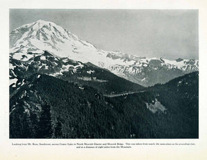 1910 Print Mt Rose Crater Lake North Mowich Glacier Ridge Mountain Mount XGN1