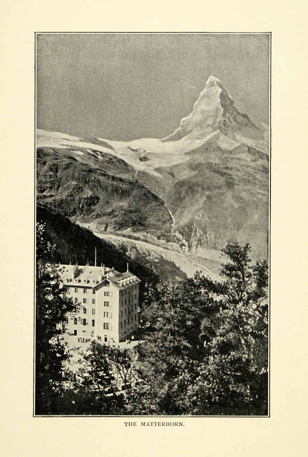 1901 Print Matterhorn Mountain Pennine Alps Switzerland Italy Zermott XGN3