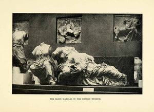 1901 Print Lord Elgin Marbles British Museum Sculptures Statues Stone XGN3