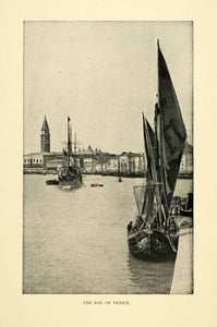 1901 Print Bay of Venice Waterways Canals Ships Cityscape Port Gondolas XGN3