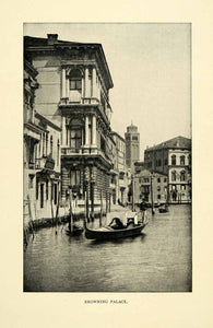 1901 Print Browning Palace Waterways Canals Robert Poet Venice Italy XGN3