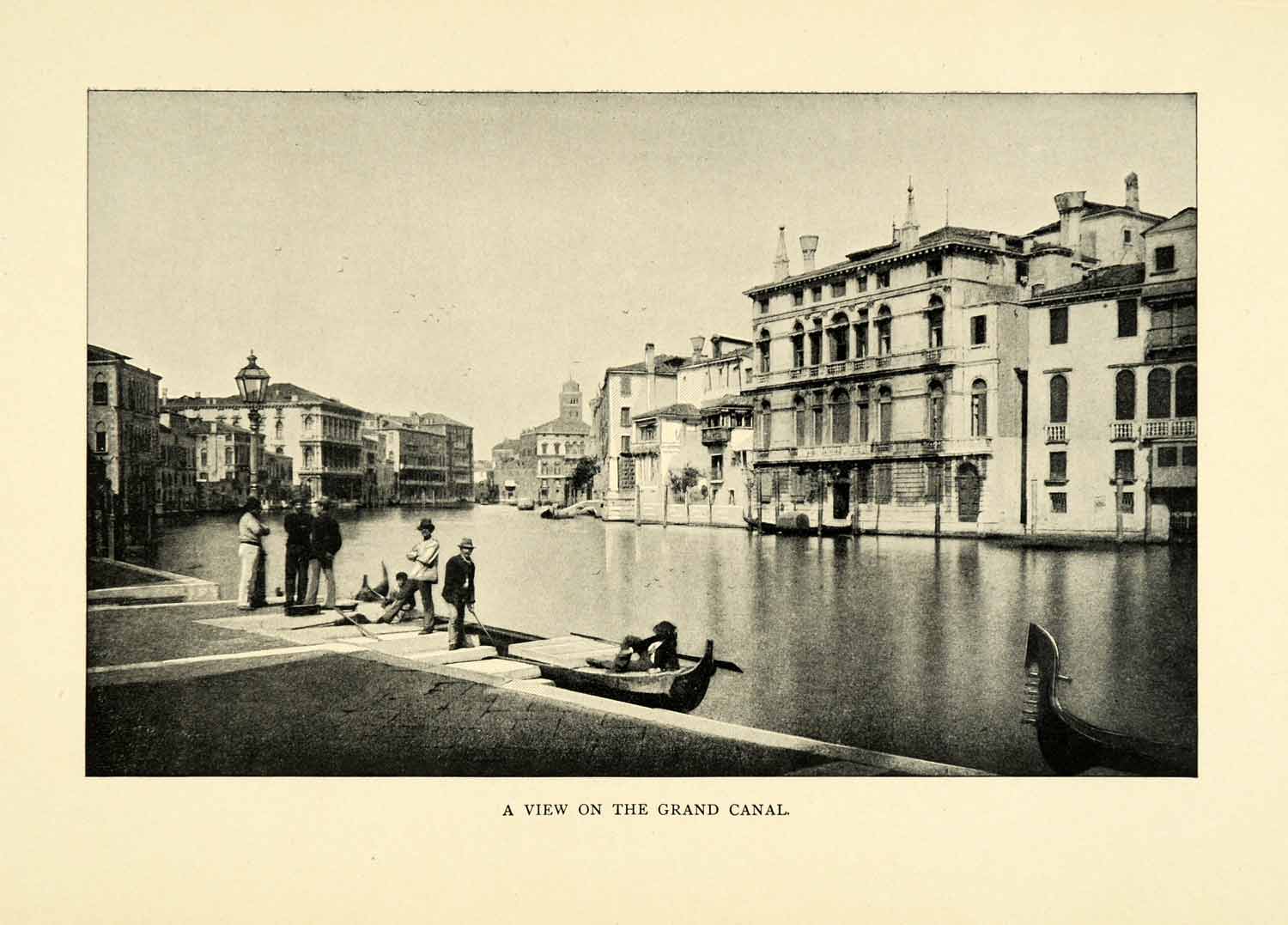 1901 Print View Grand Canal Venice Italy Waterway Gondola Cityscape XGN3