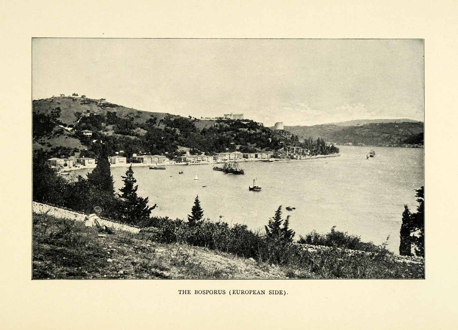 1901 Print Bosporus Greece Hills Port Trees Ships Cityscape Waterway XGN3