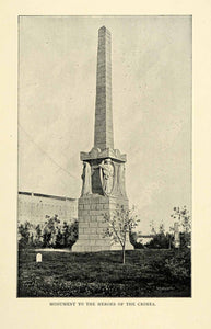 1901 Print Monument Heroes Crimea Statue Sculpture War Stone Trees XGN3