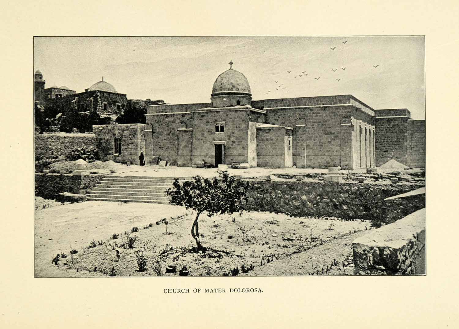 1901 Print Church Mater Dolorosa Jerusalem Israel Architecture Religion XGN3