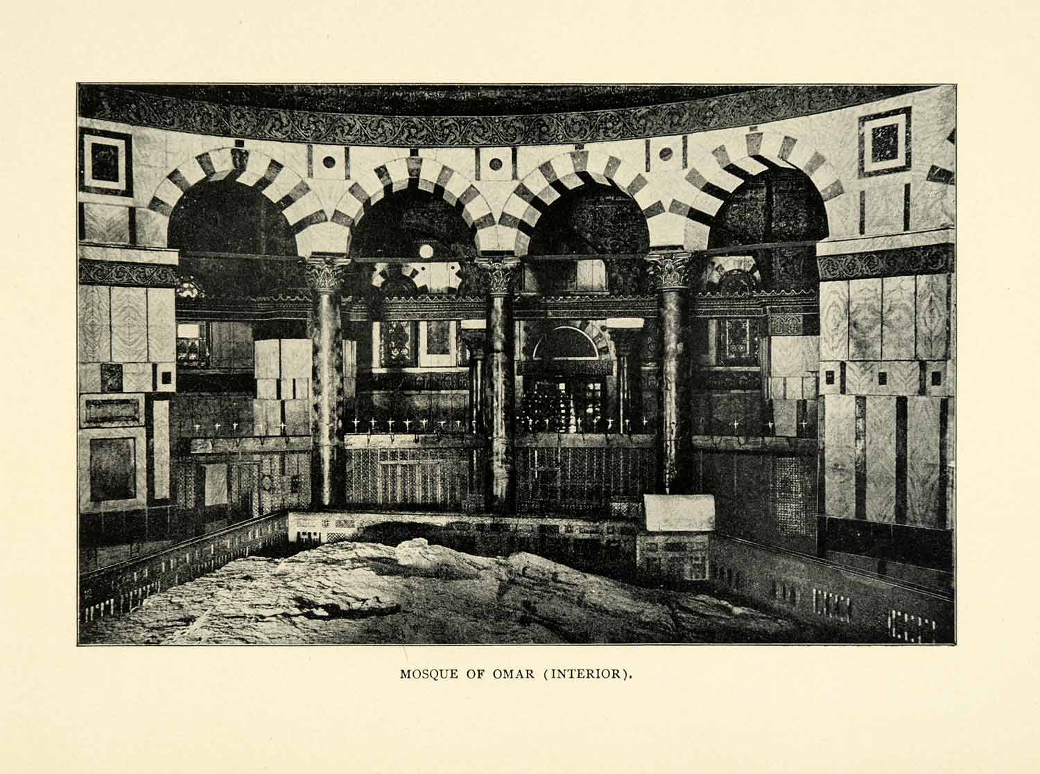1901 Print Mosque Omar Jerusalem Israel Ayyubid Sultan al-Afdal bin Saladin XGN3