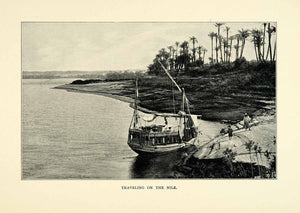 1901 Print Travel Nile River Egypt Africa Palm Trees Beach Vegetation XGN3