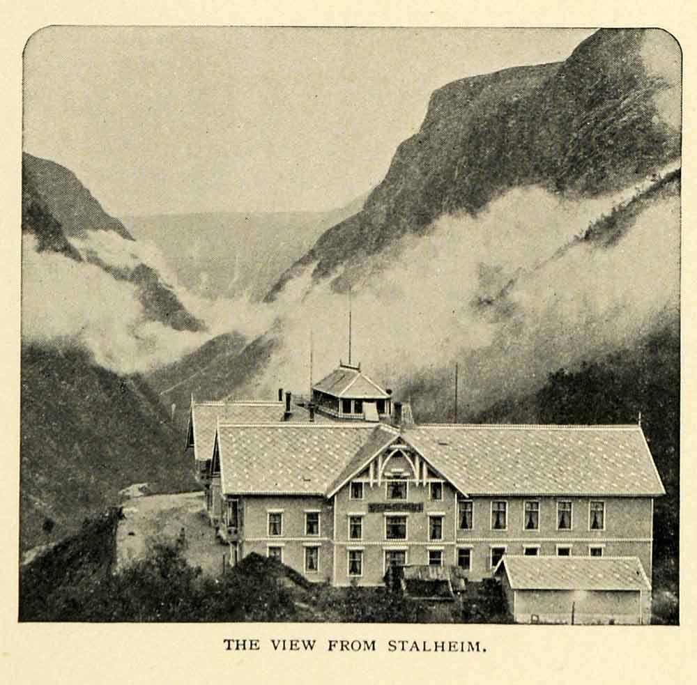 1901 Print View Stalheim Norway Mountains Valleys Hotel Road Painters XGN3