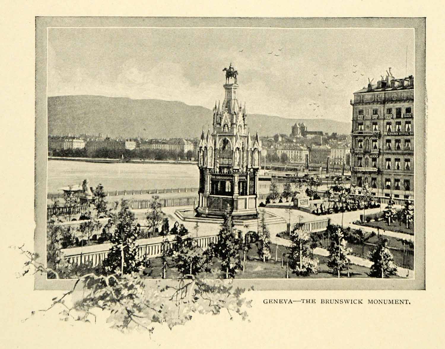 1901 Print Brunswick Monument Geneva Switzerland Duke Brunswick d'Este XGN3