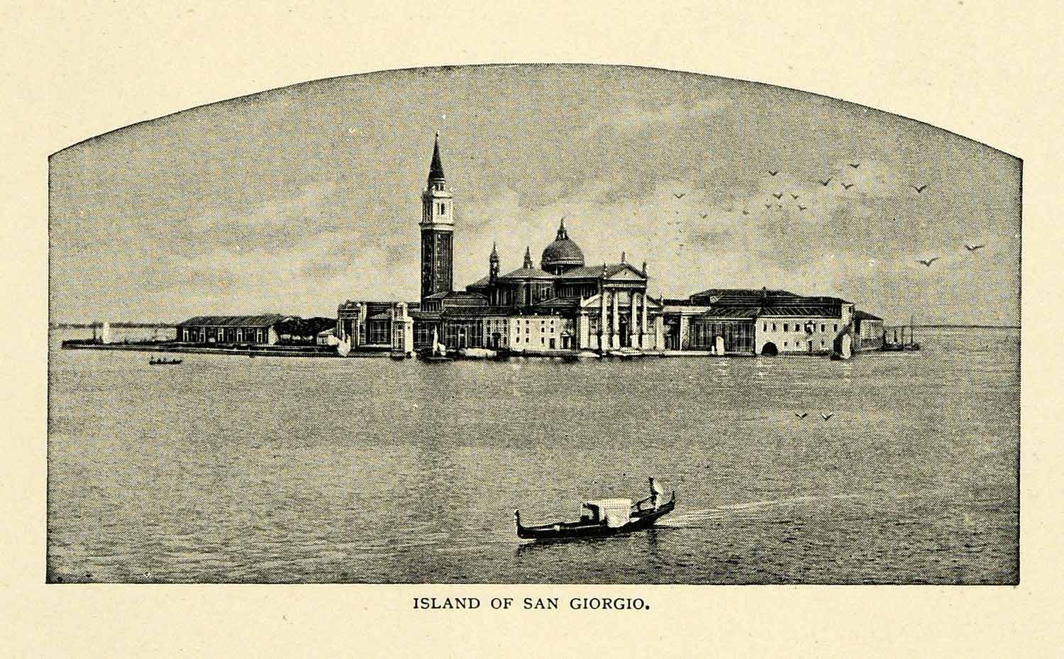 1901 Print San Giorgio Island Venice Italy Memmo Monastery Church Palladio XGN3