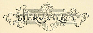 1901 Print Jerusalem Lettering Emblem Sign Caligraphy XGN3