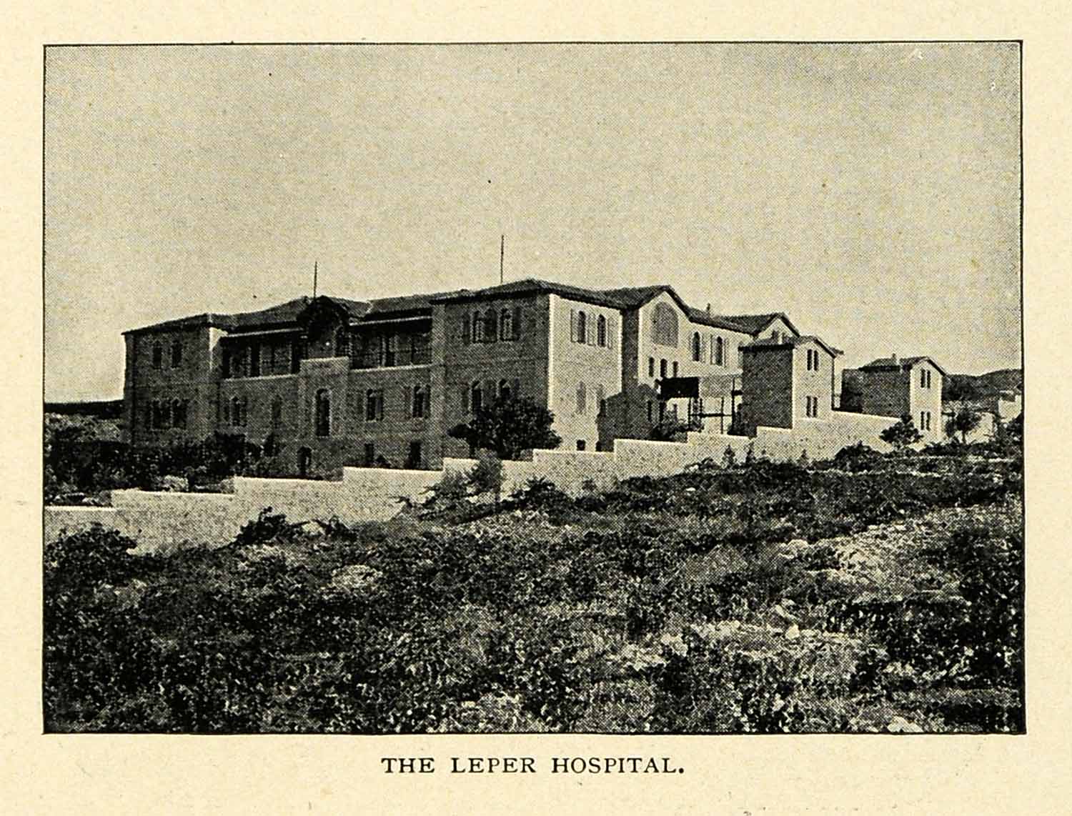 1901 Print Leper Hospital Sickness Lerosy Christian Faith Jerusalem Israel XGN3
