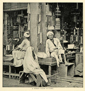 1901 Print Cairo Street Scene Indigenous People Market Wares Native Fashion XGN3