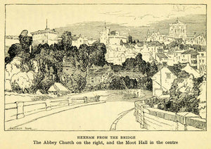1924 Offset Lithograph Gordon Home Hexham Abbey Church Moot Hall XGN5