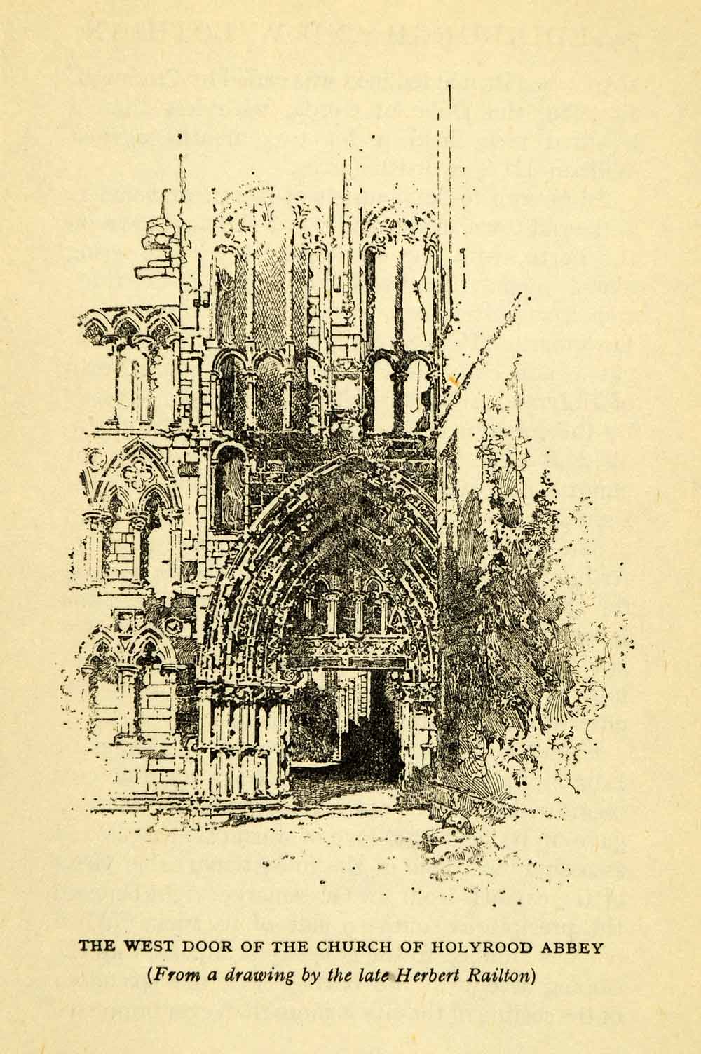 1924 Offset Lithograph Church of Holyrood Abbey Cathedral Edinburgh XGN5