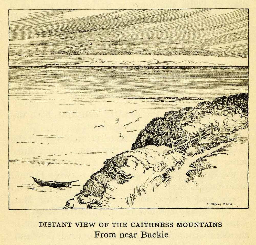 1924 Offset Lithograph Gordon Home Caithness Mountains Buckie Scotland XGN5