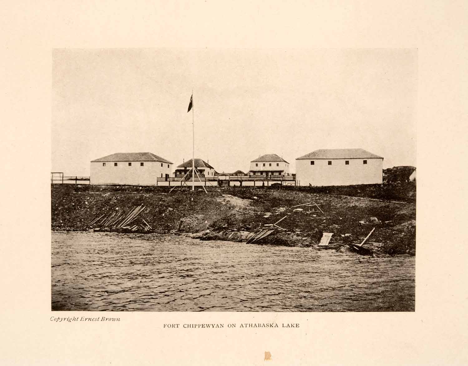 1913 Halftone Print Canada Fort Chippewyan Athabaska Lake River Flag Hill XGNA1