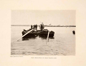 1913 Halftone Print Canada Fort Resolution Slave Lake Boat Ship River Row XGNA1