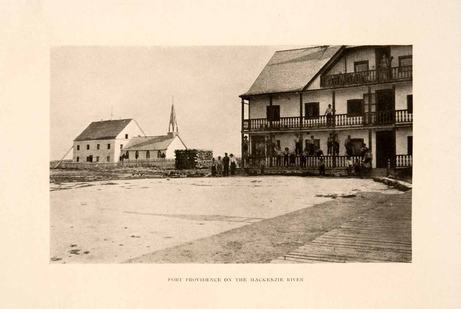 1913 Halftone Print Canada Fort Providence Mackenzie River Church XGNA1