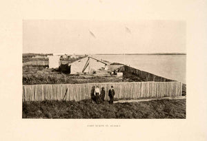 1913 Halftone Print Canada Fort Yukon Alaska Cabin Fence Gwich House Flats XGNA1