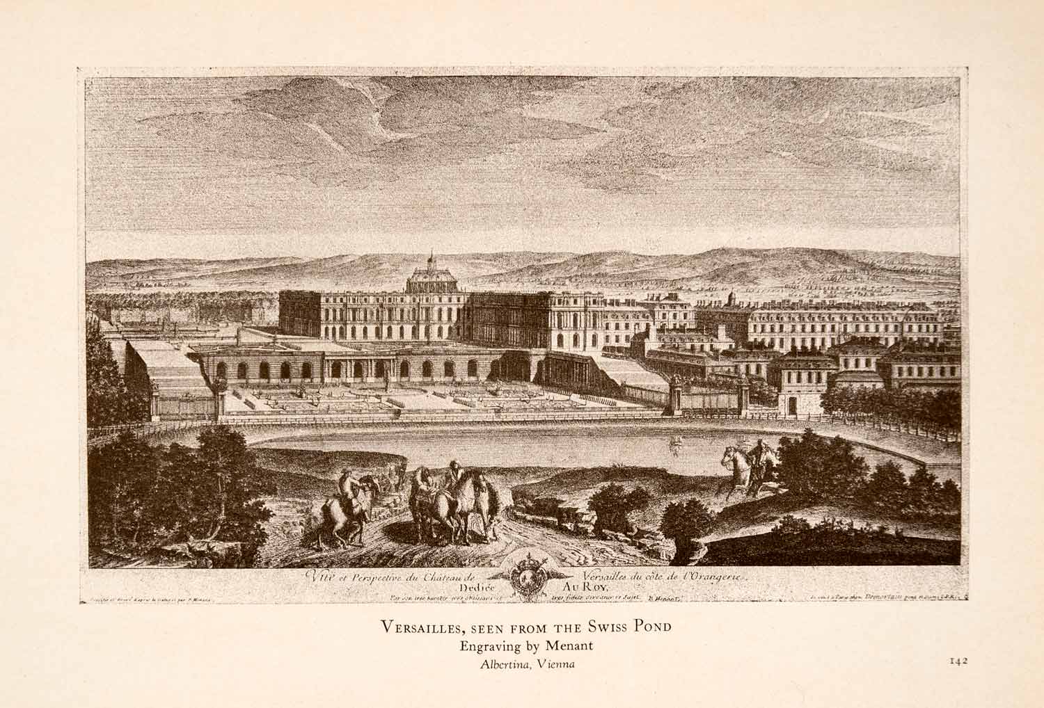 1931 Lithograph Art Versailles Palace Paris France Historic Landmark Swiss XGNA2