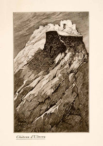1907 Halftone Print Chateau d'Ultrera Ruins Mountain Rome Italy Remains XGNA3