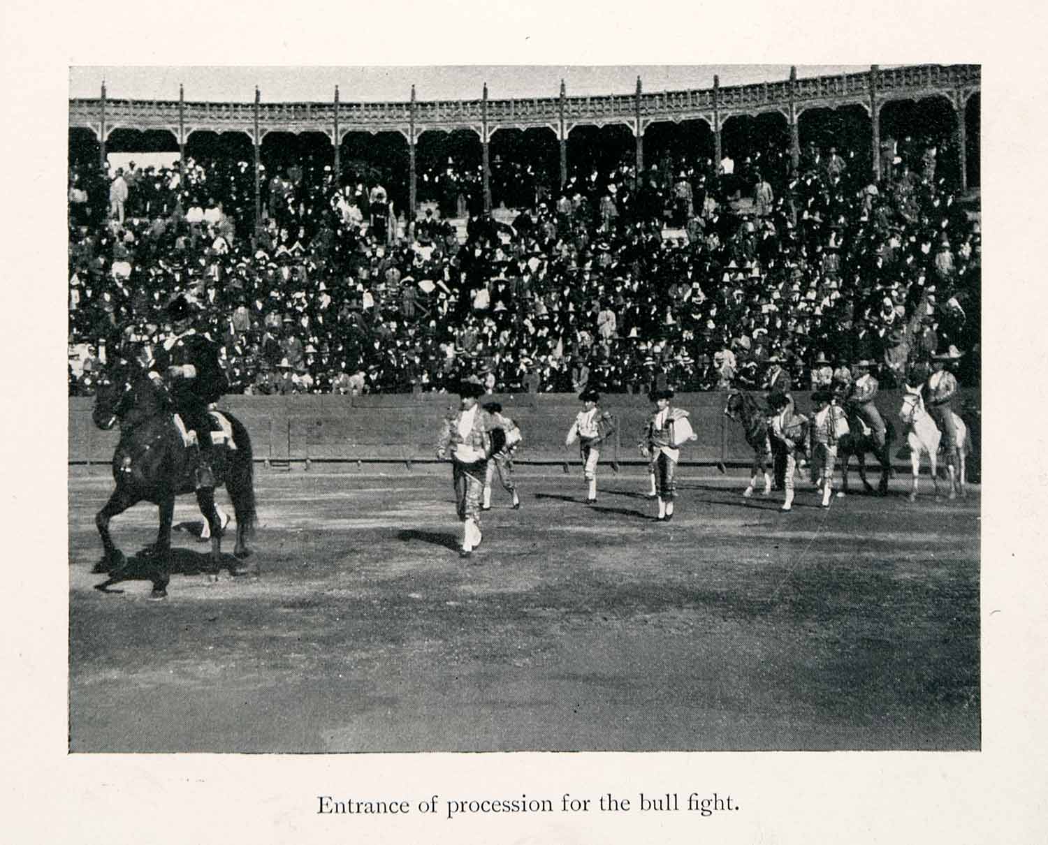 1902 Halftone Print Entrance Bullfight Procession Stadium Plaza de Toros XGNA5