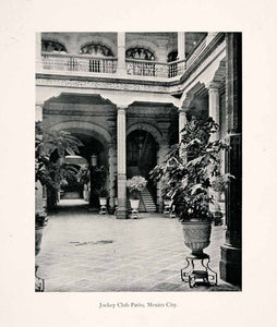 1902 Halftone Print Jockey Club Patio Mexico City Architecture Floral XGNA5