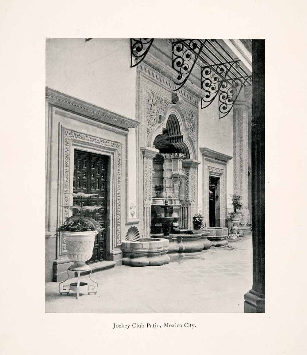 1902 Halftone Print Jockey Club Patio Mexico City Couryard Architecture XGNA5