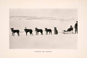 1898 Halftone Print Sled Dog Train Team Carryall Canada Tundra Arctic XGNA6