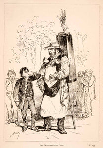 1882 Wood Engraving Hot Chocolate Street Vendor Paris Costume Child XGNA8