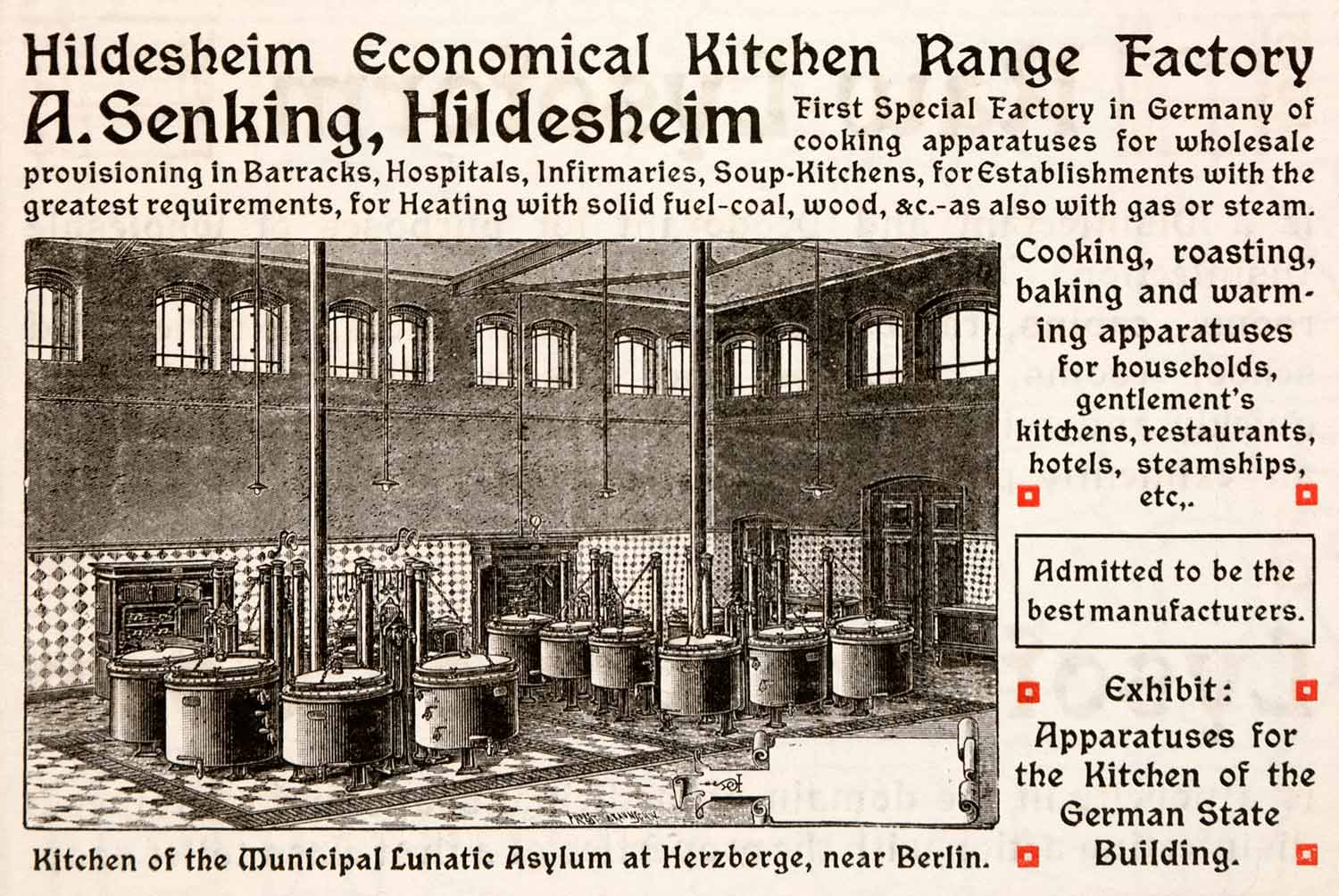 1904 Ad Senking Hildesheim Kitchen Range Factory Berlin Household XGNA9