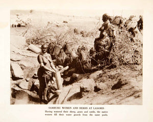 1941 Photogravure Samburu Women Nude Kenya Africa Cattle Water Hole XGNB1