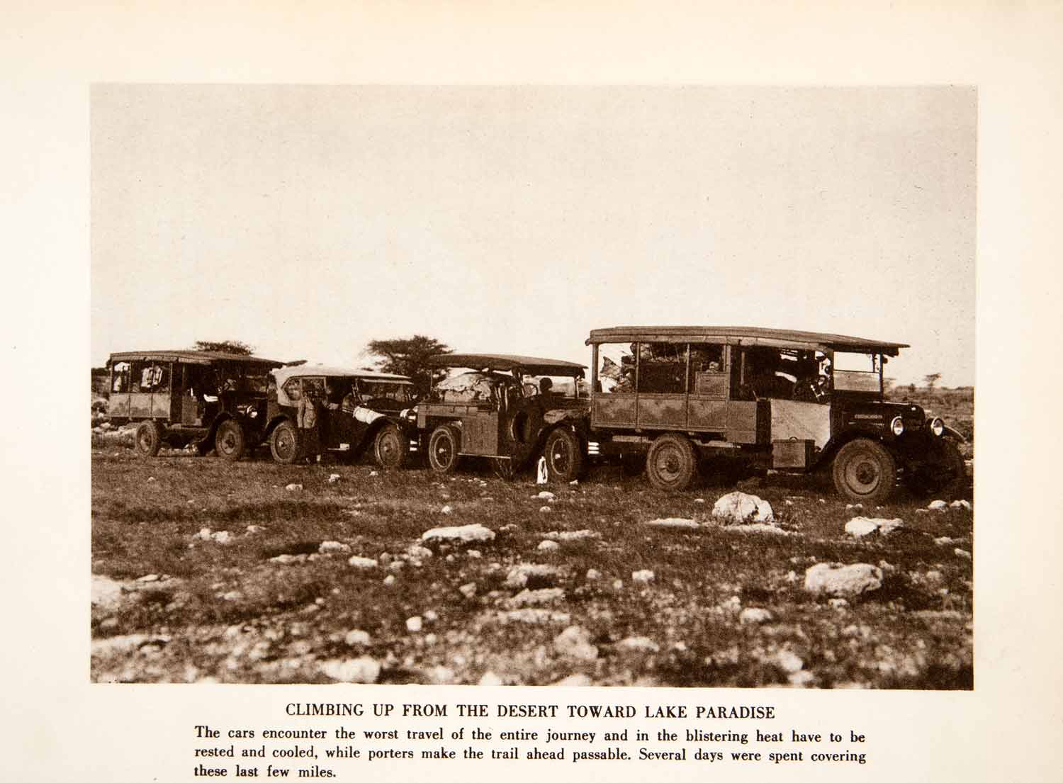1941 Photogravure Safari Travel Caravan Truck Car Lake Paradise Kenya XGNB1