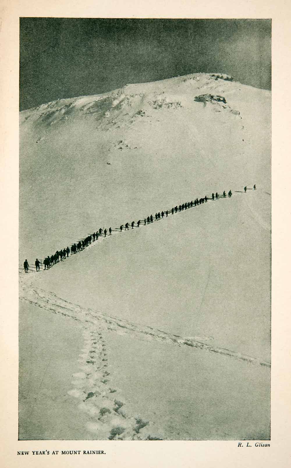 1922 Print Caravan Hiker Climbers Mountain Rainer Washington USA Landscape XGNB2